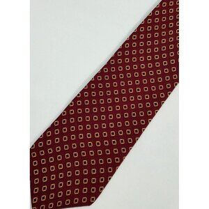 Nautica Mens Silk NeckTie Geometric Burgundy & Gold Pattern 58" Tie